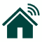 The illustration features a home icon with a wireless signal emanating from it, representing a strong and reliable connection.