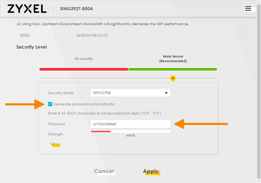 How do I change the wireless name and password on my LightHub Zyxel XMG