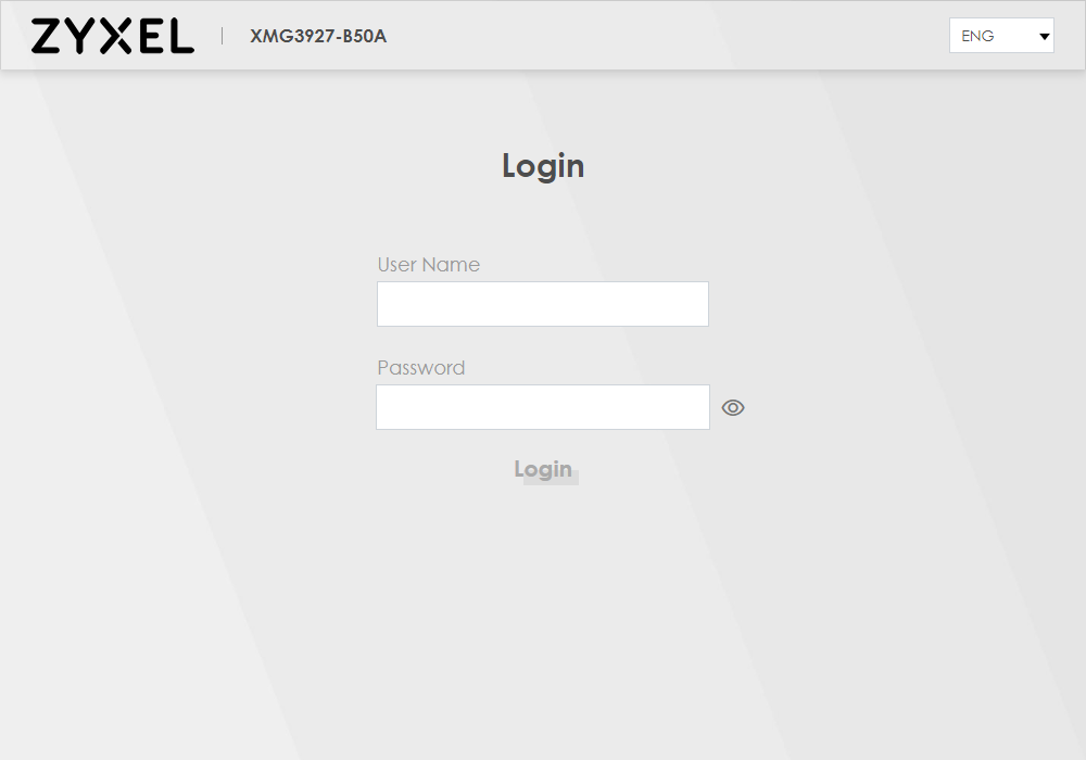 Zyxel Login Screen