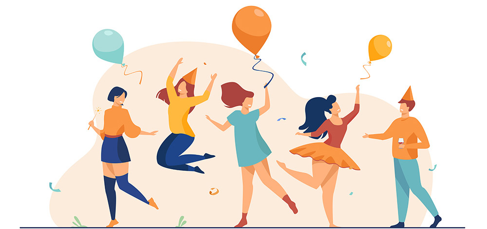 Happy people dancing