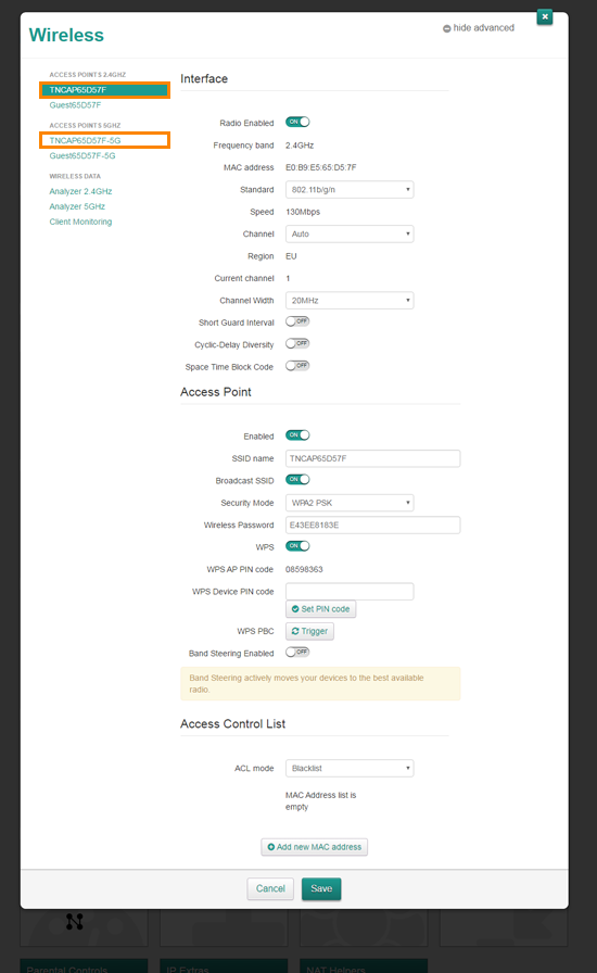 How do I change the wireless channel on a Technicolor TG589vac v2