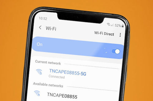 Mobile phone showing Wi-Fi 5G and 2.4G connection options in Wi-Fi settings.
