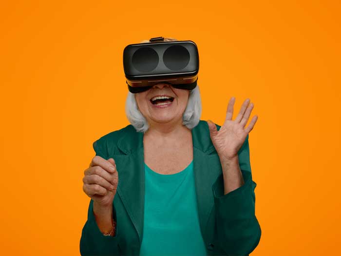 Woman using VR headest