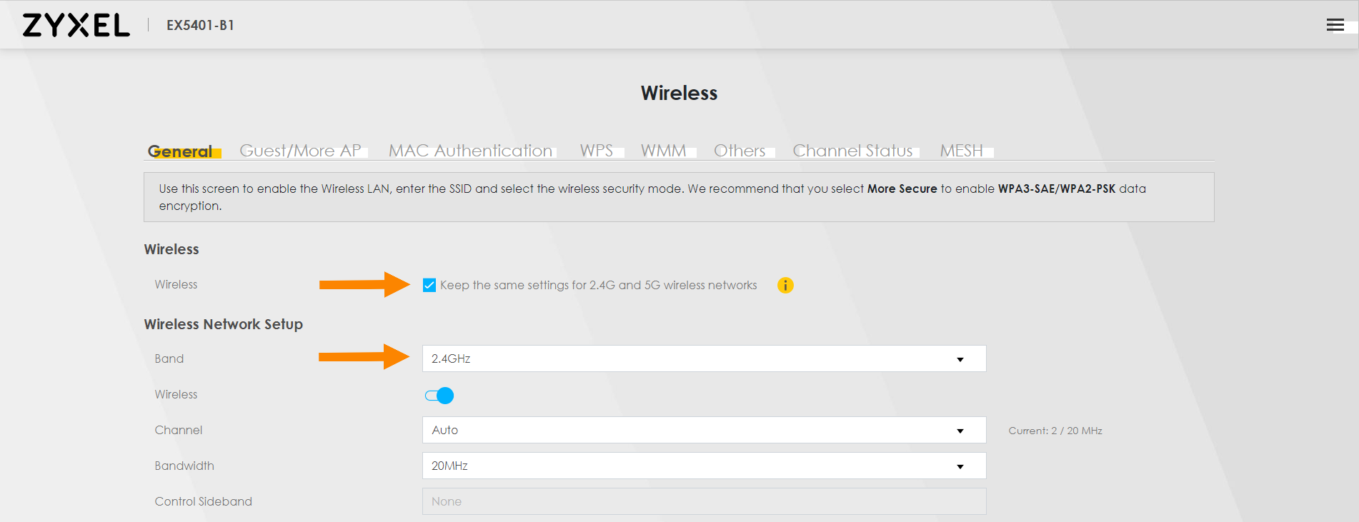 How do I disable MESH and Band Steering on a LightHub 2.0 Zyxel EX 5401