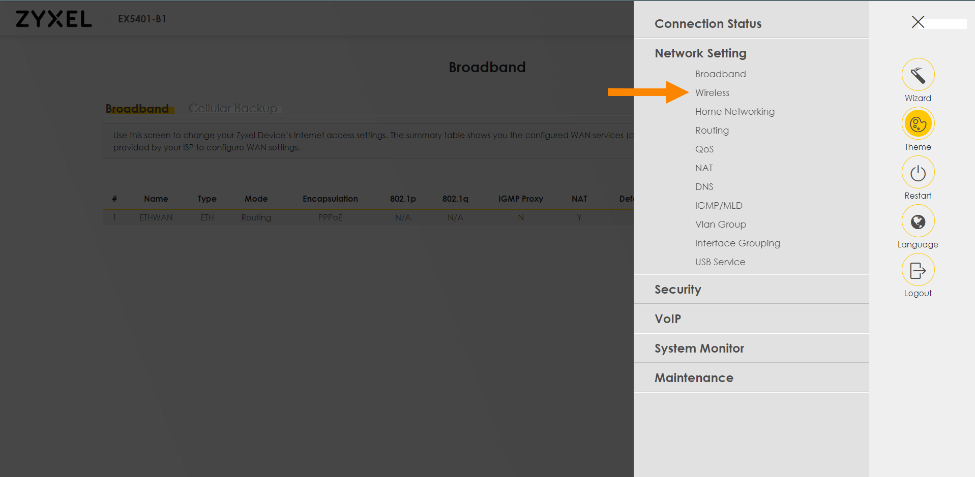 How do I change the wireless channel on a LightHub 2.0 Zyxel EX 5401