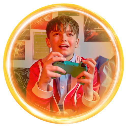 Image shows a women watching a show on their tablet