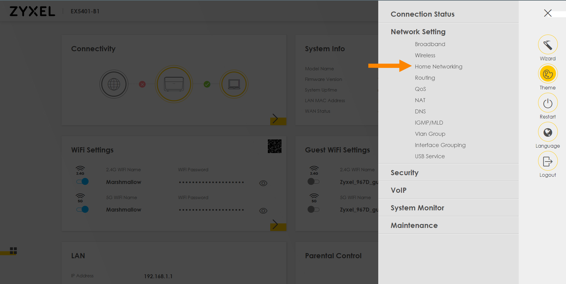 How do I setup port forwarding on my LightHub 2.0 Zyxel EX 5401 router