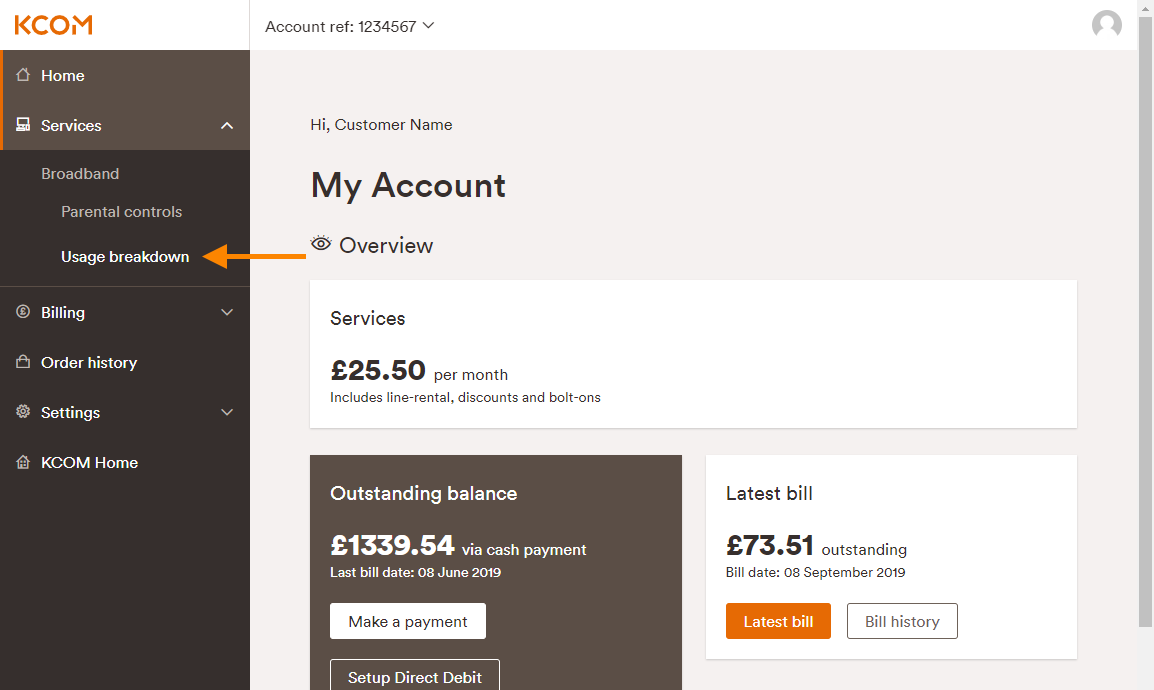 What has my data allowance been used on? Lightstream Full Fibre