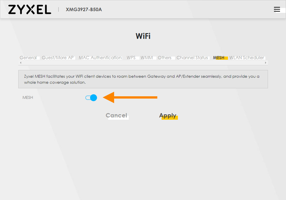 How do I disable MESH and Band Steering on a LightHub Zyxel XMG 3927 ...