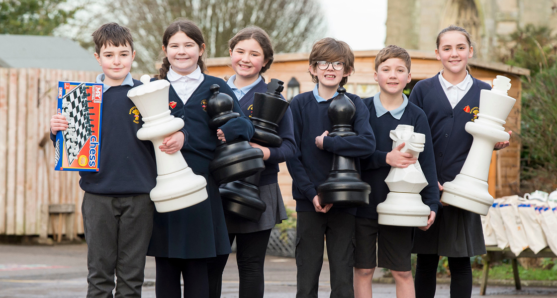 Young chess players at Nafferton Primary School
