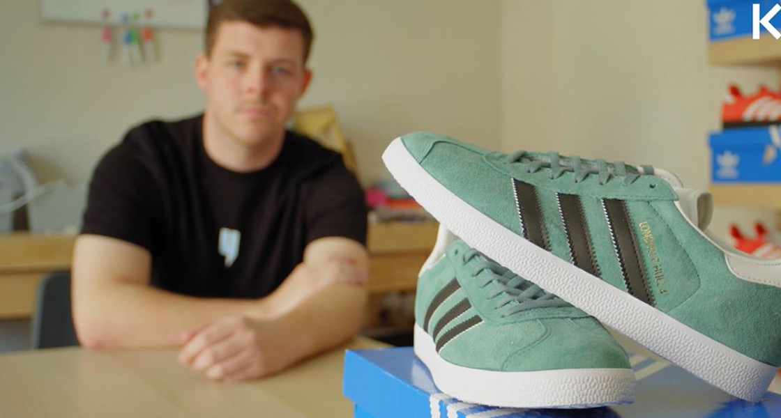 Billy Gill with a pair of his sought-after custom trainers
