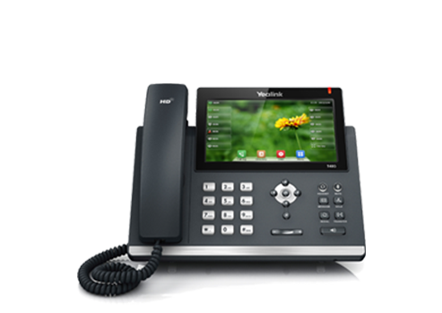 A telephone handset equipped with an LCD display, suggesting a modern communication device that integrates traditional calling features with digital technology.