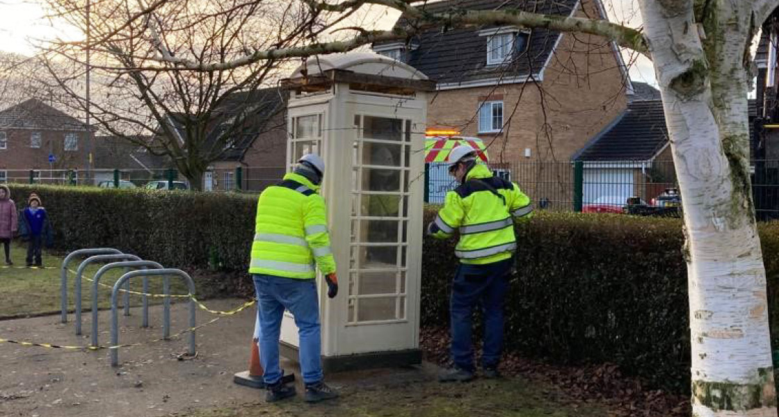 KCOM engineers install the phone box