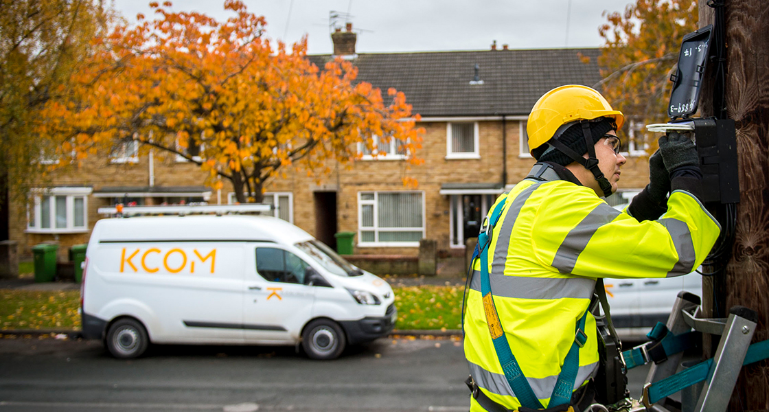 A KCOM engineer connecting to Lightstream broadband