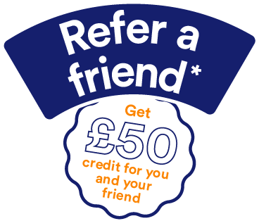 Refer a friend and get £50 off graphic