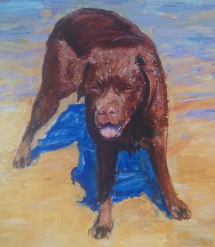 Mark Rodgers' oil painting of brown Labrador
