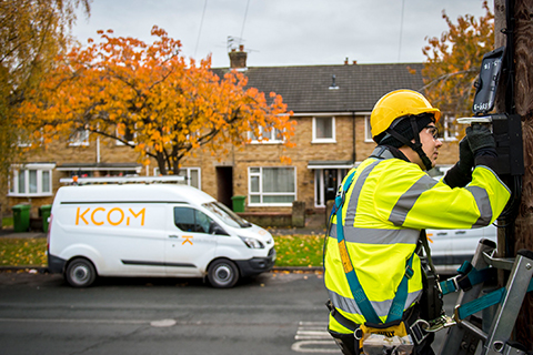 A KCOM engineer connecting to Lightstream broadband