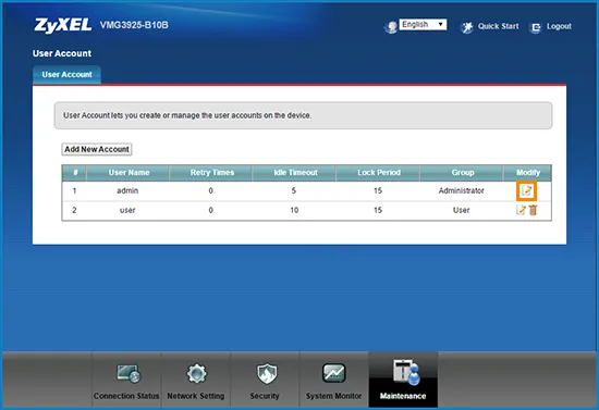 Modify User Account