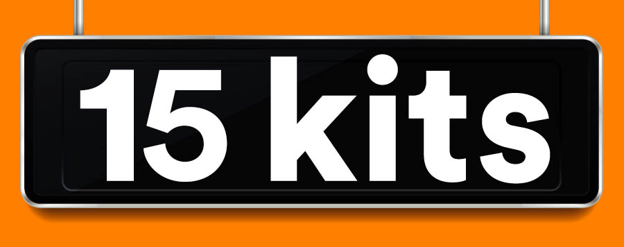 Billboard graphic showing 15 kits donated so far this season