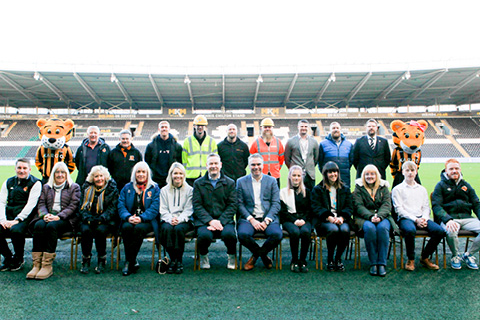 KCOM CEO Tim Shaw and MD Neil Bartholomew meet the Hull City team