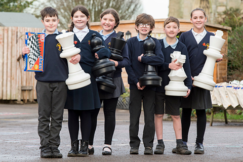 Young chess players at Nafferton Primary School