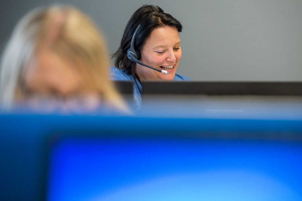 KCOM employee using headset