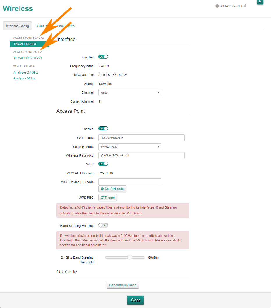 Access Points on Technicolor Router
