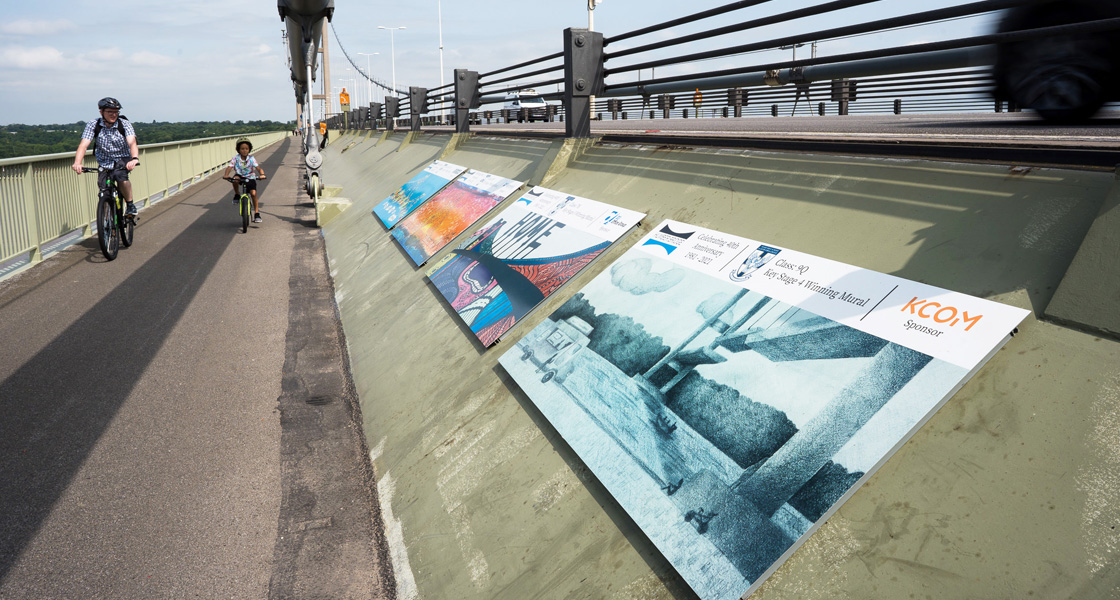 The murals on display on the Humber Bridge