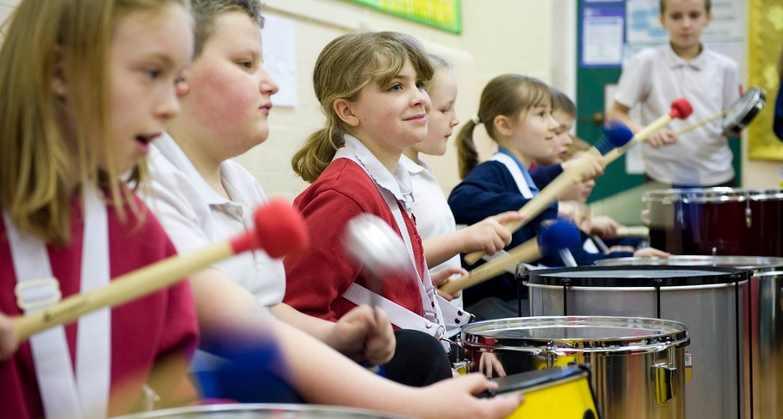 Children playing musical instruments